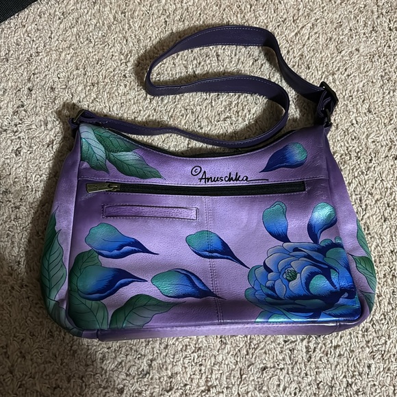 Anuschka Medium Shoulder Hobo - Precious Peony Eggplant - Picture 5 of 12